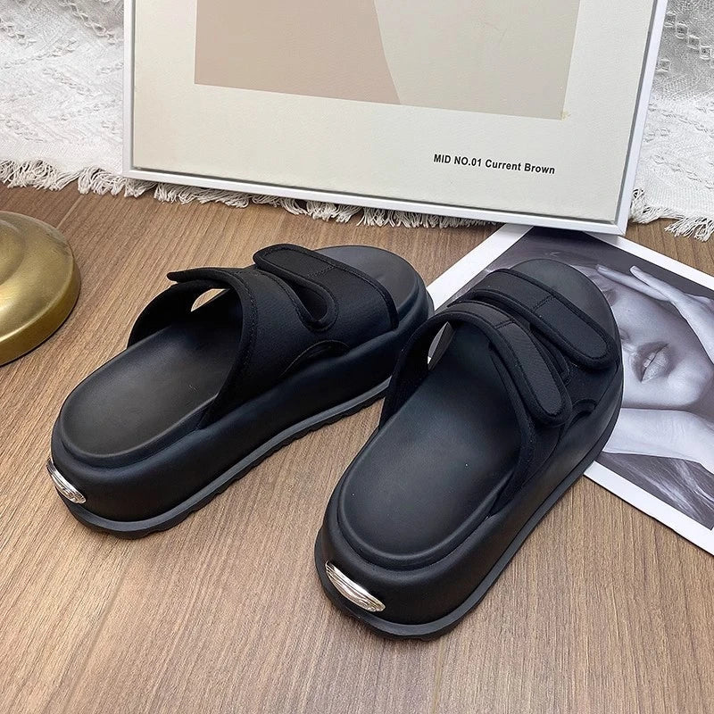 Women's Platform Beach Sandals – Velcro Soft Sole Summer Slides
