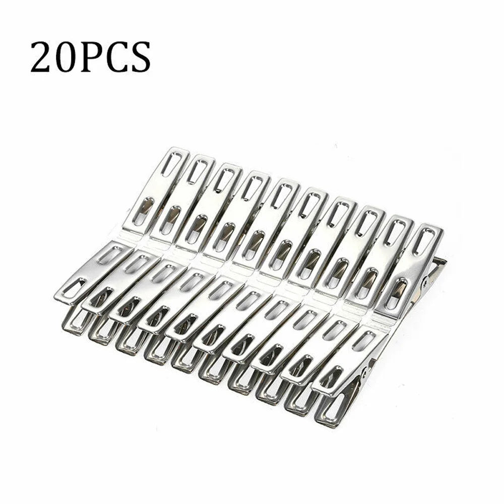 Stainless Steel Windproof Clothes Pegs – 20 or 40 Pack