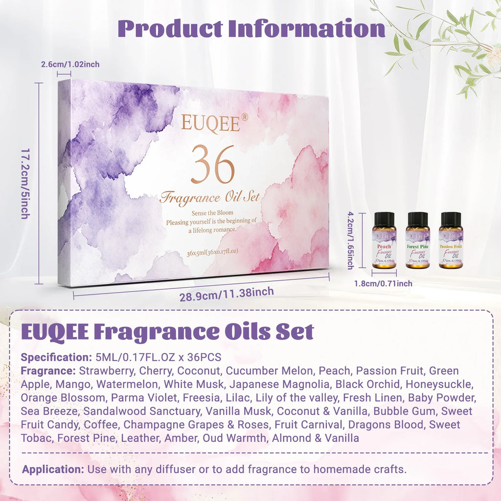 EUQEE 36-Piece Fragrance Oils Set – Candle & Diffuser Making