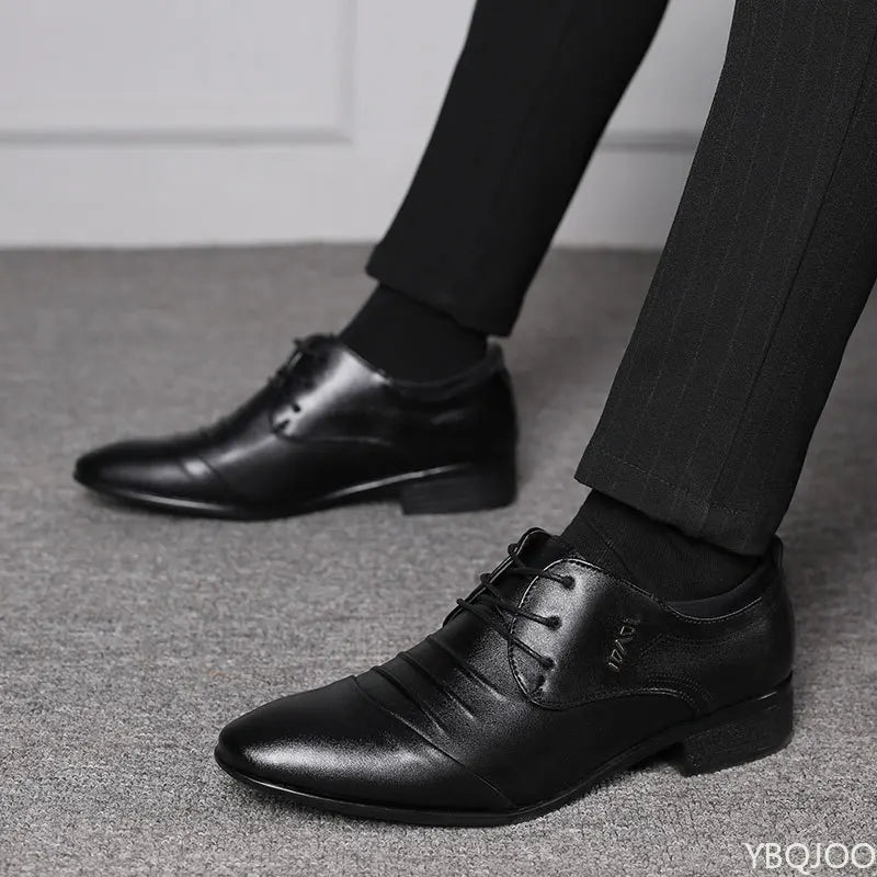 Men's Plus Size Formal Leather Shoes – Lace-Up Business Flats