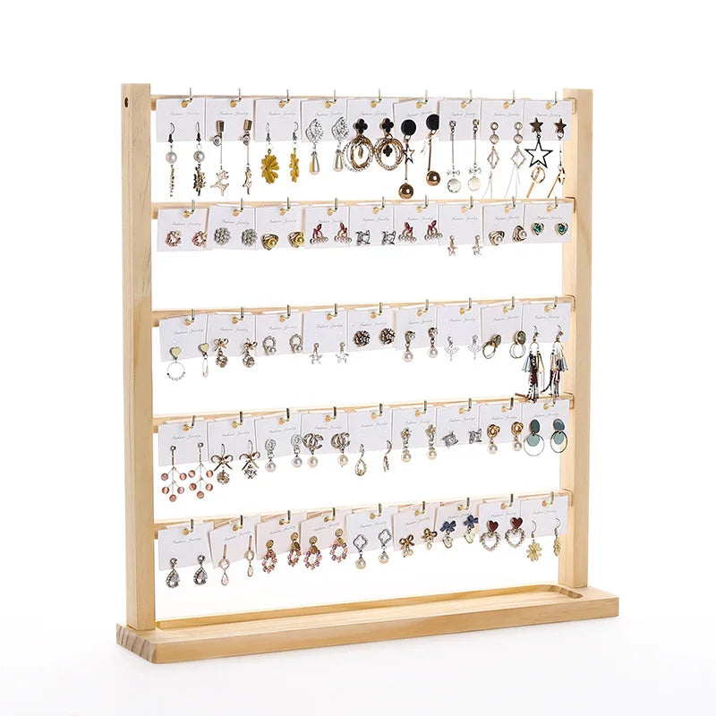 Solid Wood Earring Holder & Multi-Tier Jewelry Display Stand