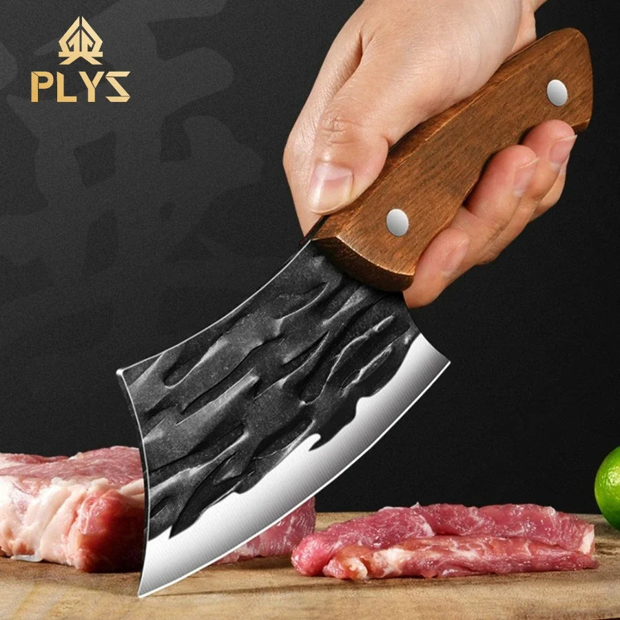PLYS Meat Cleaver Butcher Knife – Stainless Steel Wood Handle