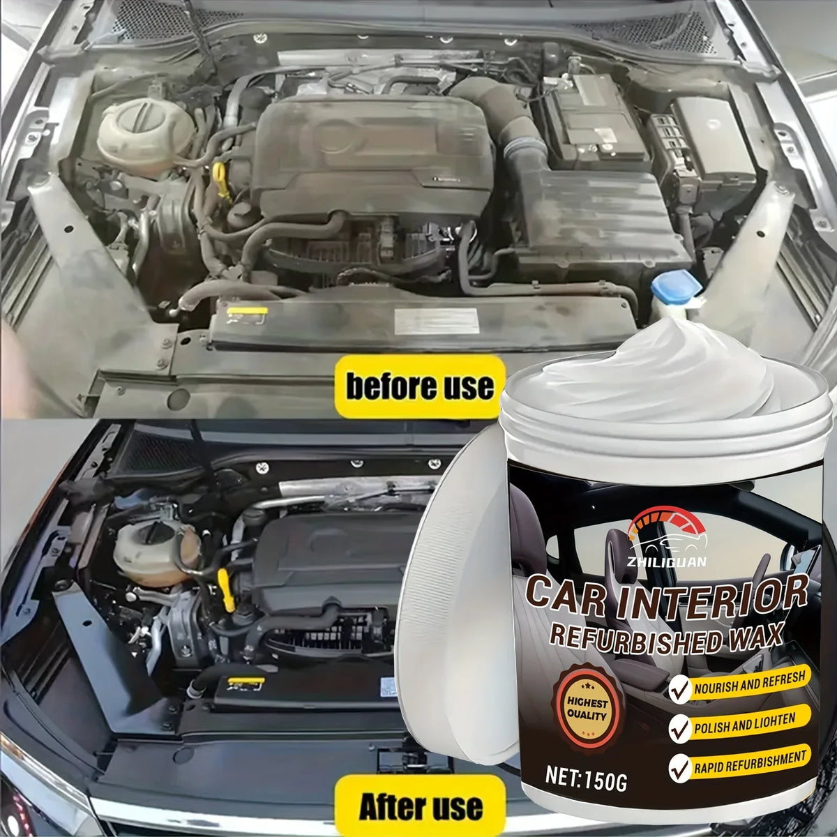 Car Interior Plastic Restorer & Panel Renewal Wax Kit