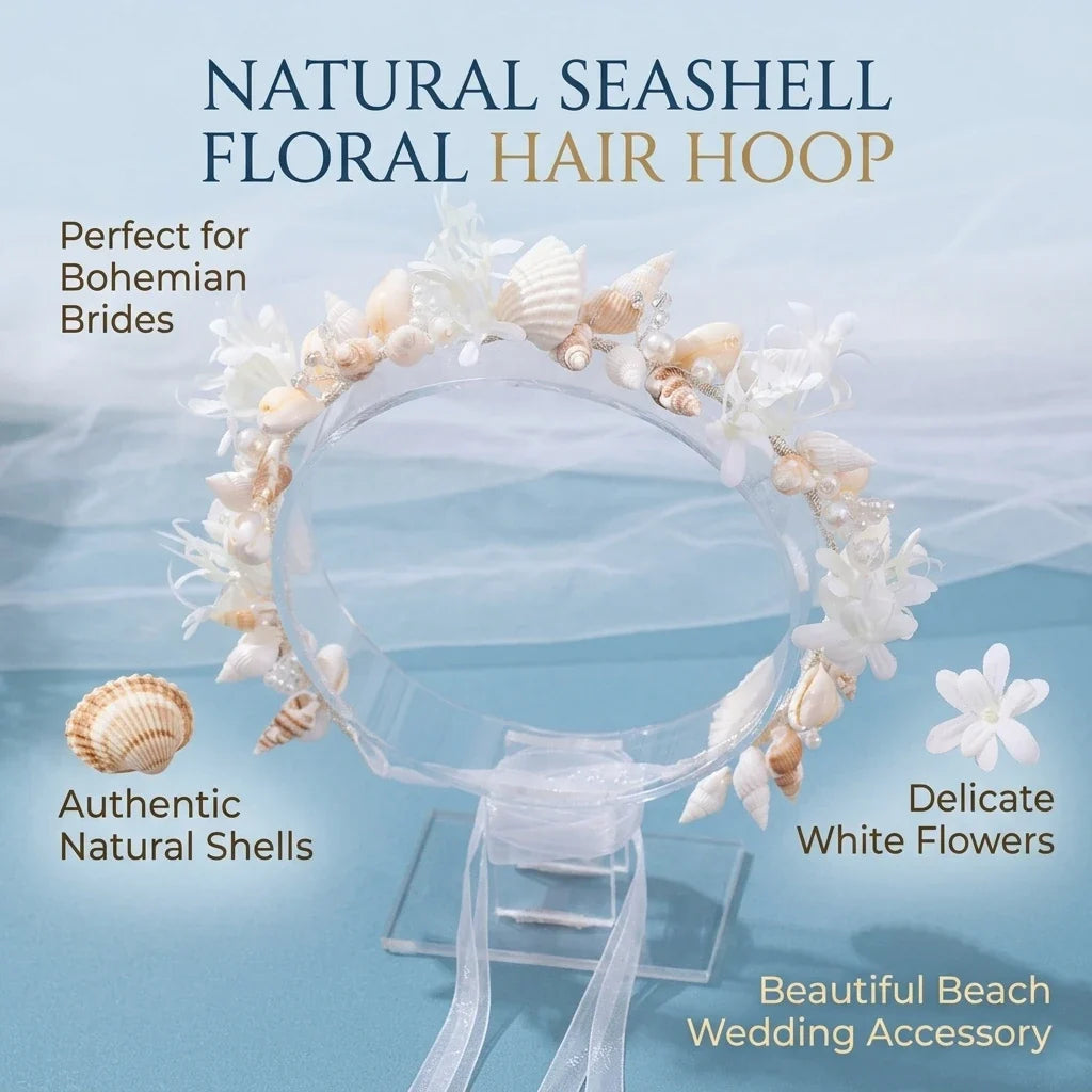 Handmade Shell Flower Hairband | Bridal Seashell Headpiece