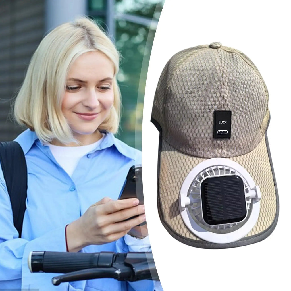 Solar Fan Baseball Hat – UV Protection Wide Brim Sun Hat