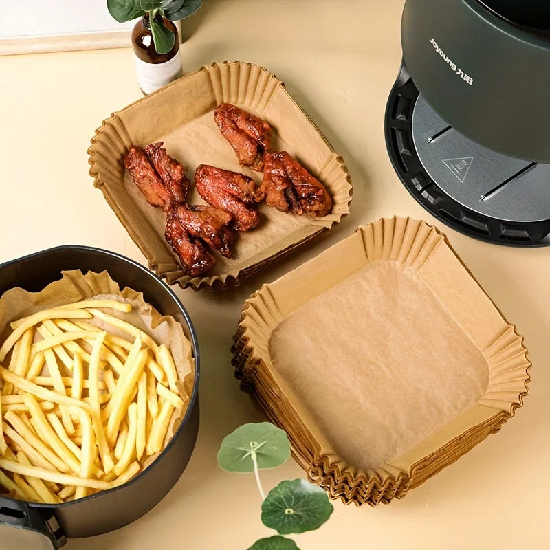 Square Air Fryer Parchment Liners 50/100 Pack | Non-Stick