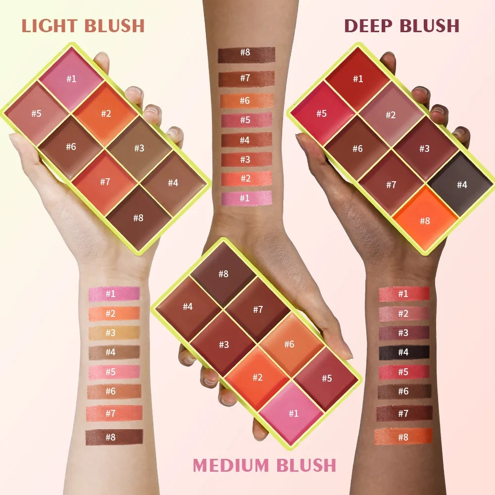 Lakerain 8-Color Cream Highlighter Palette | Matte & Shimmer