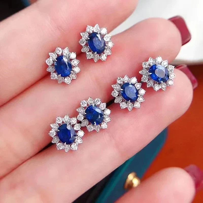 Huitan Blue Cubic Zirconia Stud Earrings – Women's Jewelry