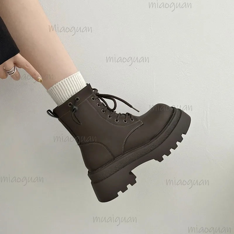 Women's Retro Platform Ankle Boots – British Square Heel