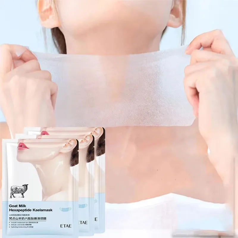 BIOAOUA Goat Milk & Six Peptide Firming Neck Mask – 5 Pack