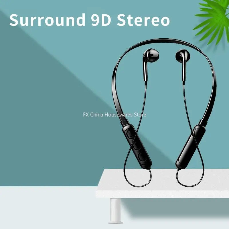 Wireless 9D Bluetooth Headset Neckhanging Stereo Noise Reduction