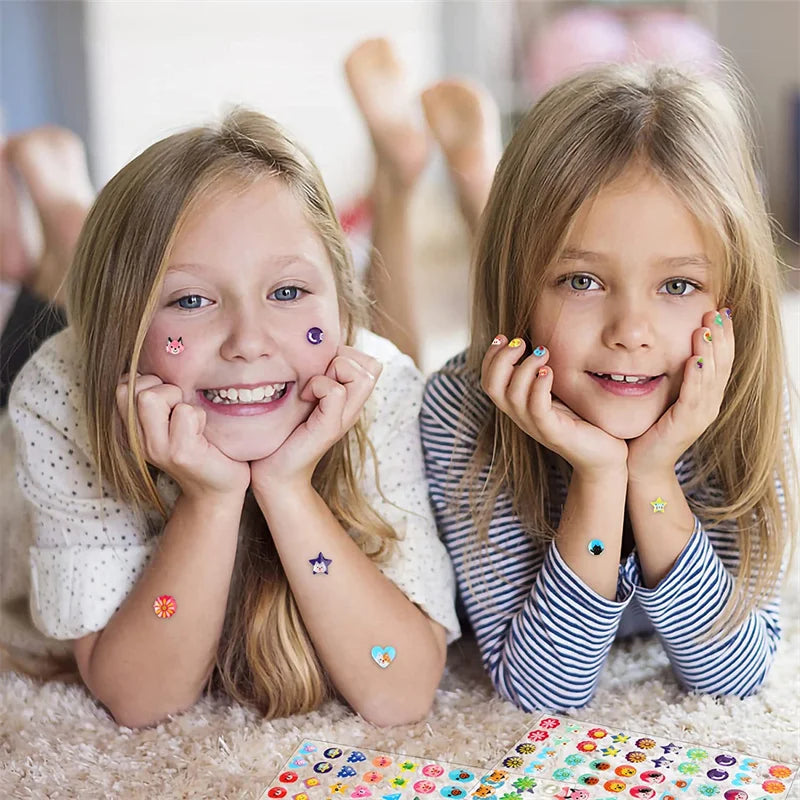 3D Self Adhesive Sticker Earrings Girls Cartoon Geometry Animal