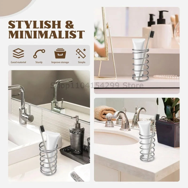 Stainless Steel Toothbrush & Brush Holder Bathroom Organizer