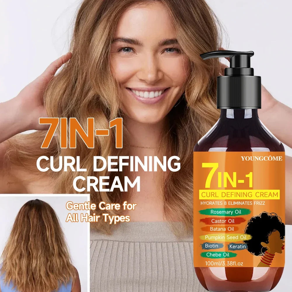 YOUNGCOME 7-in-1 Curl Defining Cream – Curly & Wavy Hair