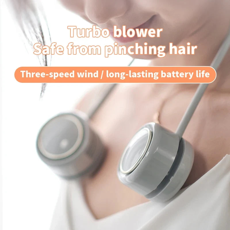 Portable Bladeless Neck Fan – USB Rechargeable, 3-Speed