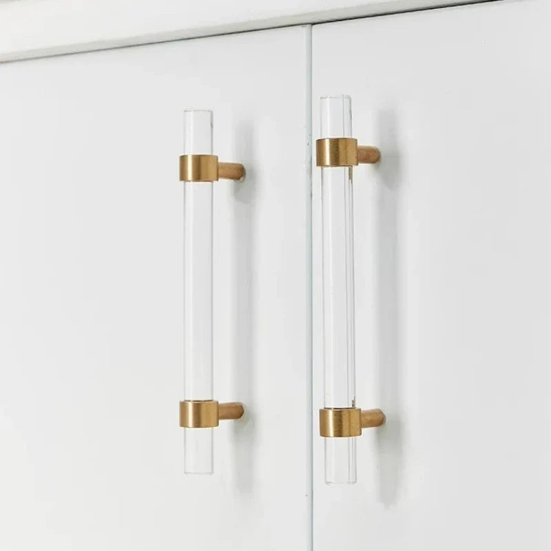 Brass Acrylic Transparent Drawer Handle | Cabinet Knob