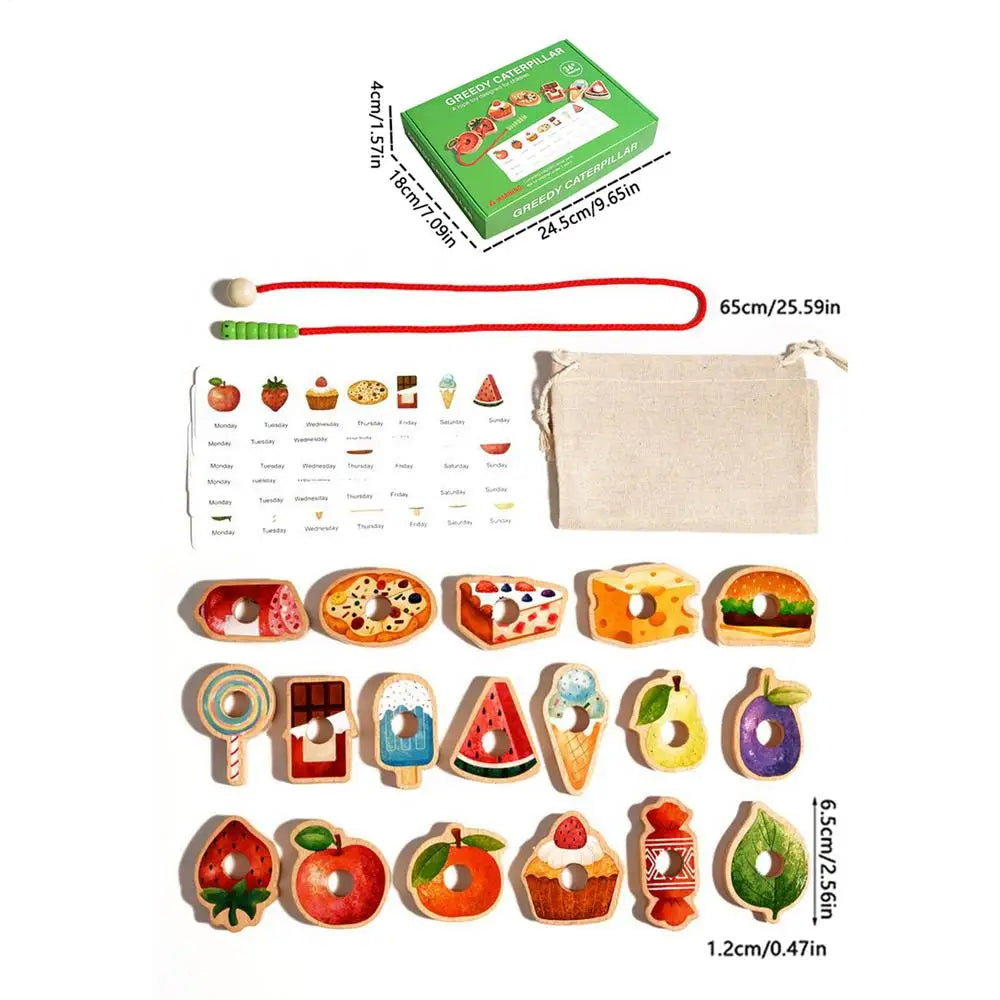 Wooden Threading Beads Toy – Toddler Sorting & Learning Set