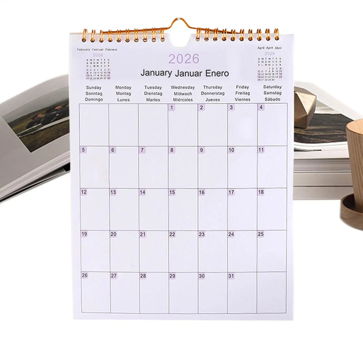 Wall Calendar 2026 12 Month Multilingual Coil Modern Decorative