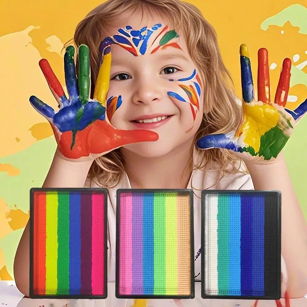Rainbow Face & Body Paint Palette – 25g Washable Split Cake