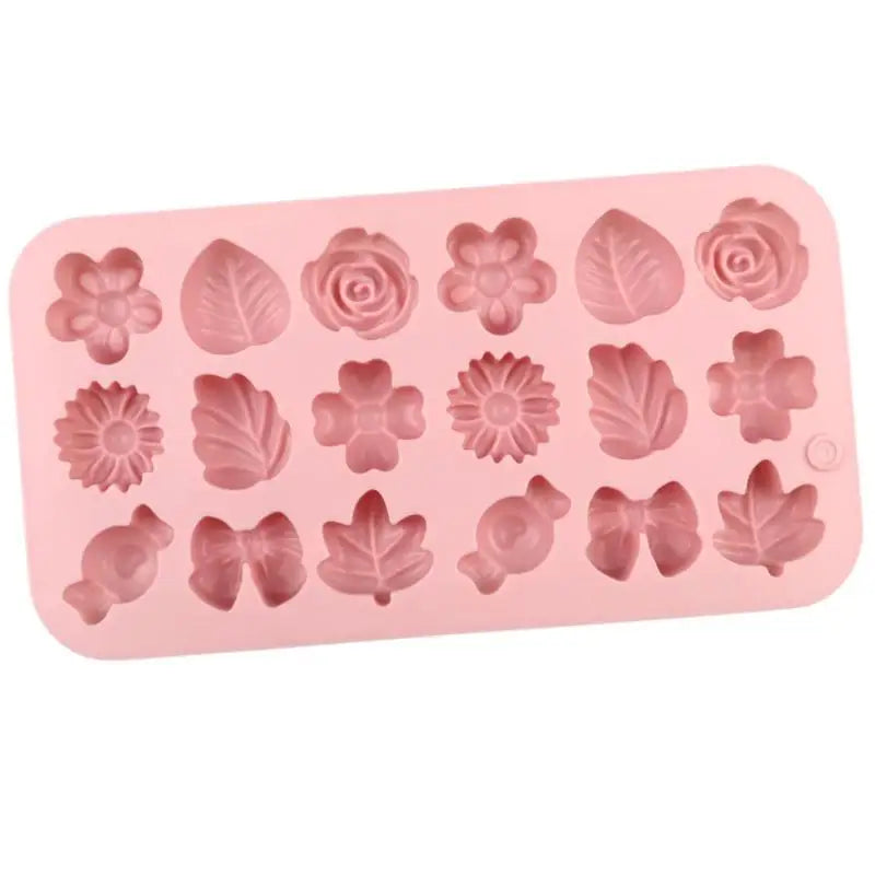 18-Hole 3D Silicone Baking Mold – Flower, Leaf & Candy Shapes