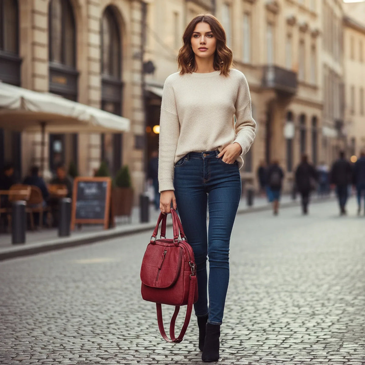 Women's Retro PU Leather Multiway Backpack | School & Travel