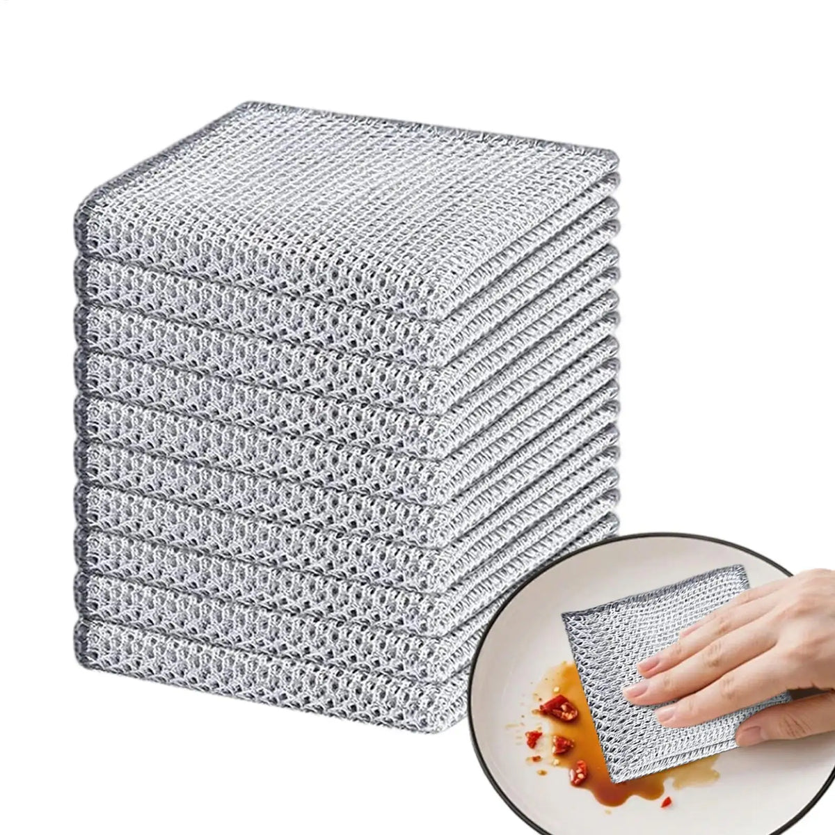 10-Pack Non-Scratch Wire Dishcloths | Reusable Kitchen Cloths