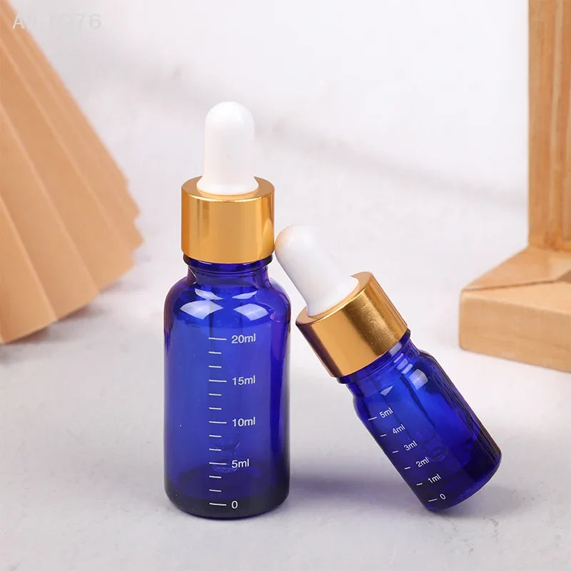 Blue Glass Dropper Bottles 5ml–100ml | Refillable Essential Oil