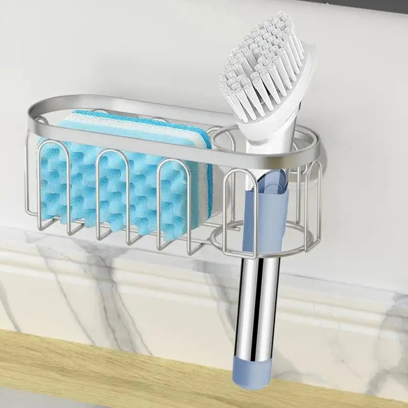 No-Drill Wall Sponge & Brush Holder | Suction Cup Drain Rack