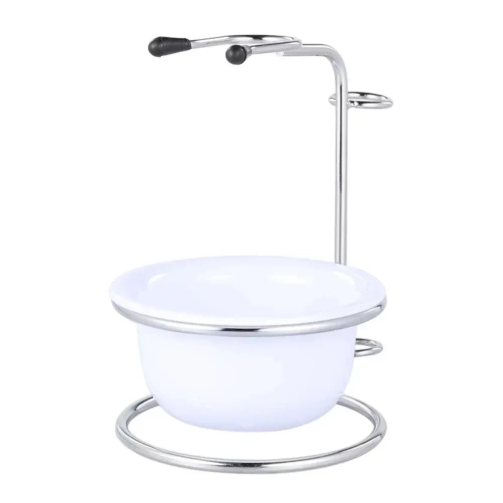 Men's Shaving Kit – Stainless Steel Brush Stand & Bowl