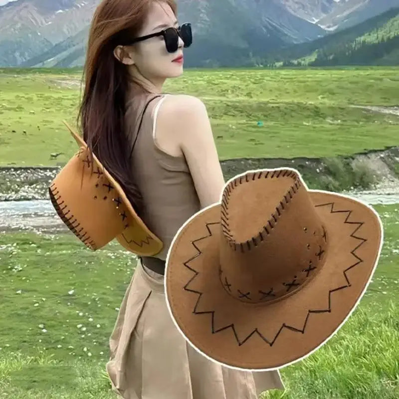 Unisex Western Cowboy Hat – Suede Cowgirl Cap for Parties
