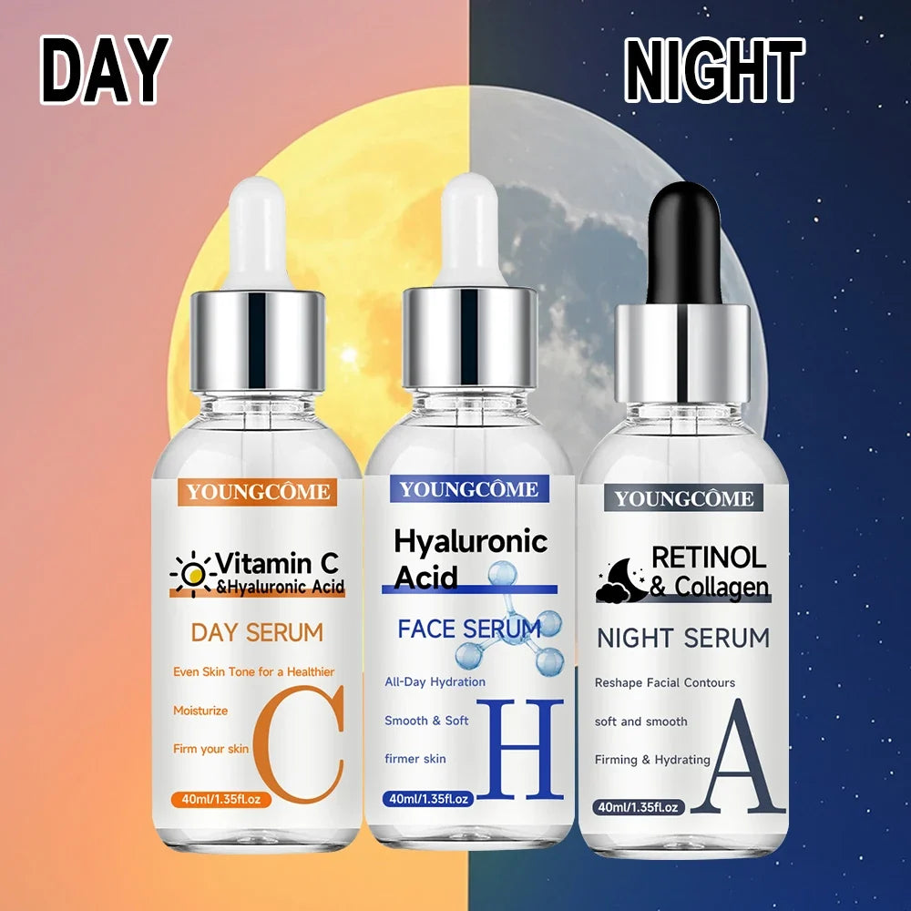 YOUNGCOME Vitamin C, Retinol & Hyaluronic Acid Serum Set