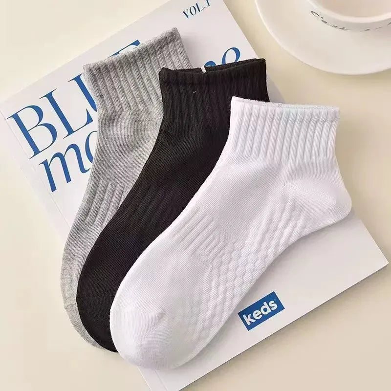 Men's Warm Cotton Short Socks – Black & White Business Sport Set