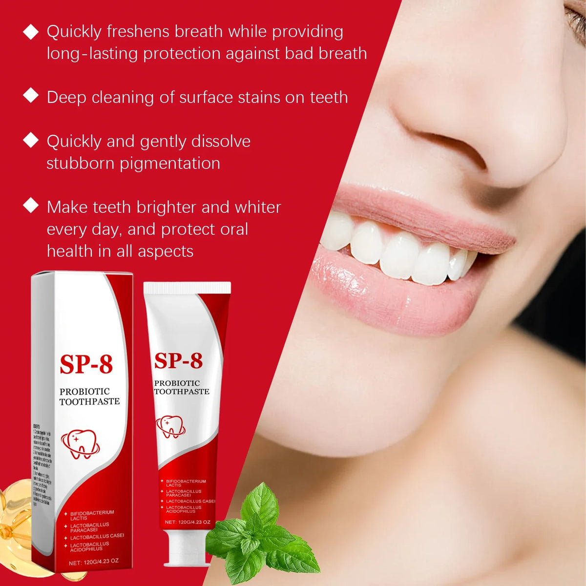 Probiotic Brightening Whitening Toothpaste – Deep Clean & Fresh Breath