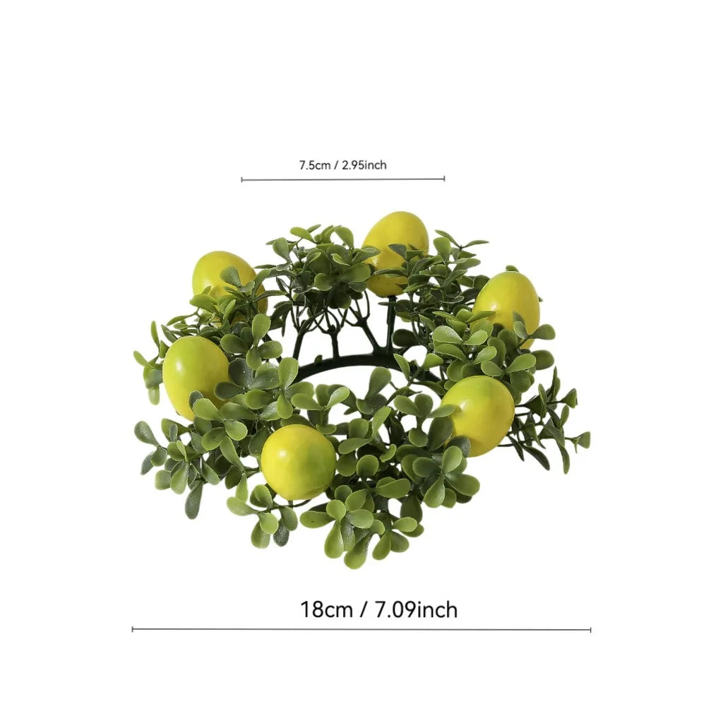Candle Holder Artificial Table Centerpiece Decor Lemon Wreath Vivid