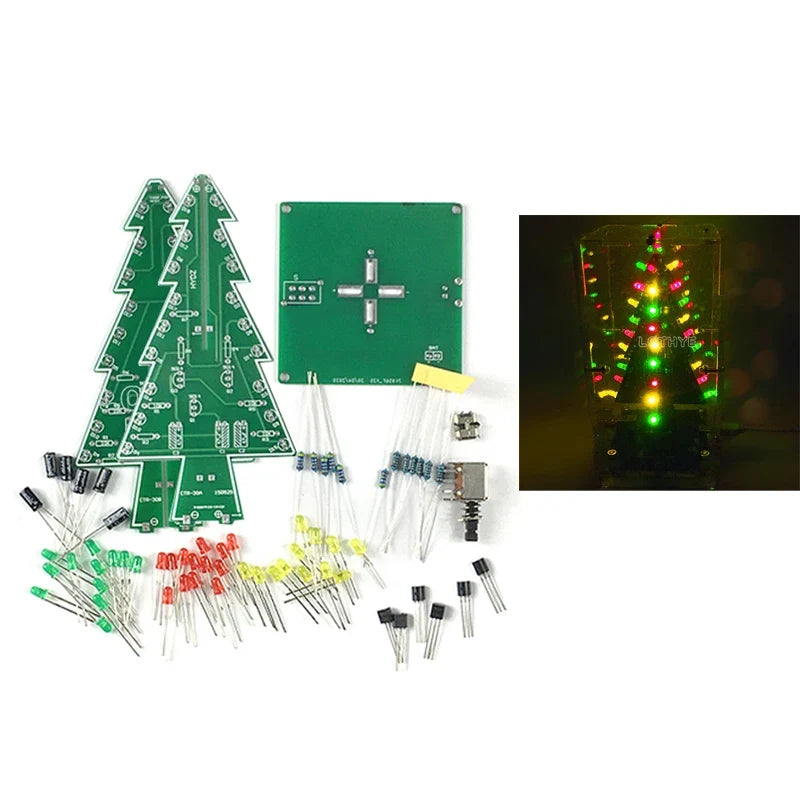 3D Christmas Tree DIY Soldering Kit – Flashing LED Lights