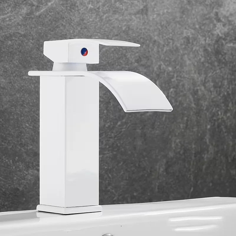 Pure White Waterfall Bathroom Basin Faucet | Single Handle