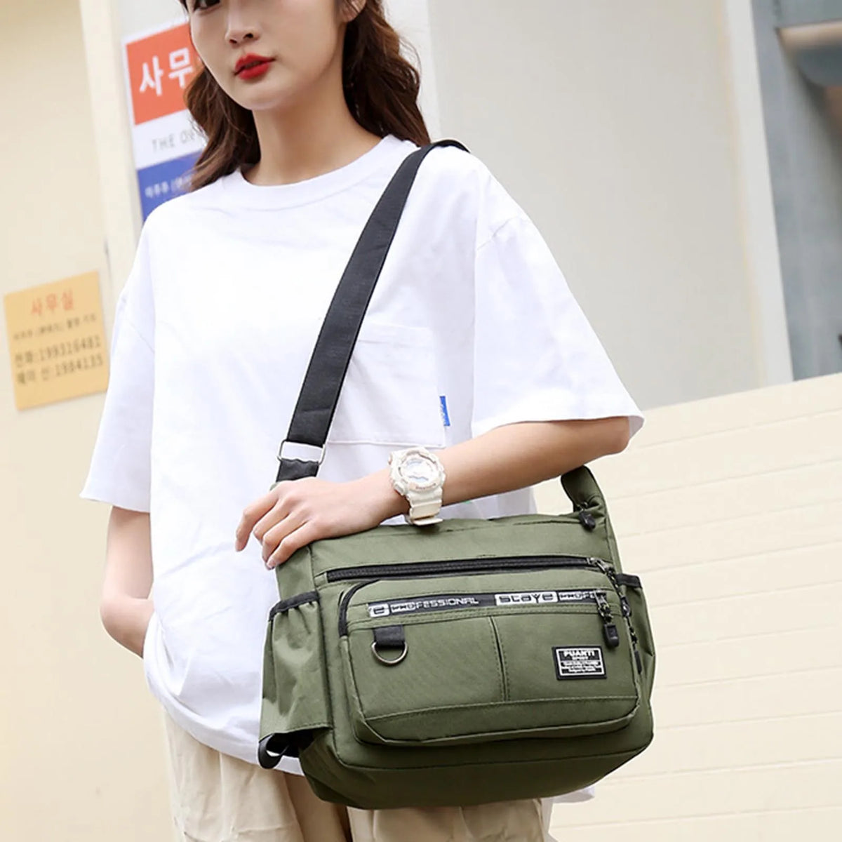 Men's Large Capacity Sling Shoulder Bag | Multi-Pocket Oxford