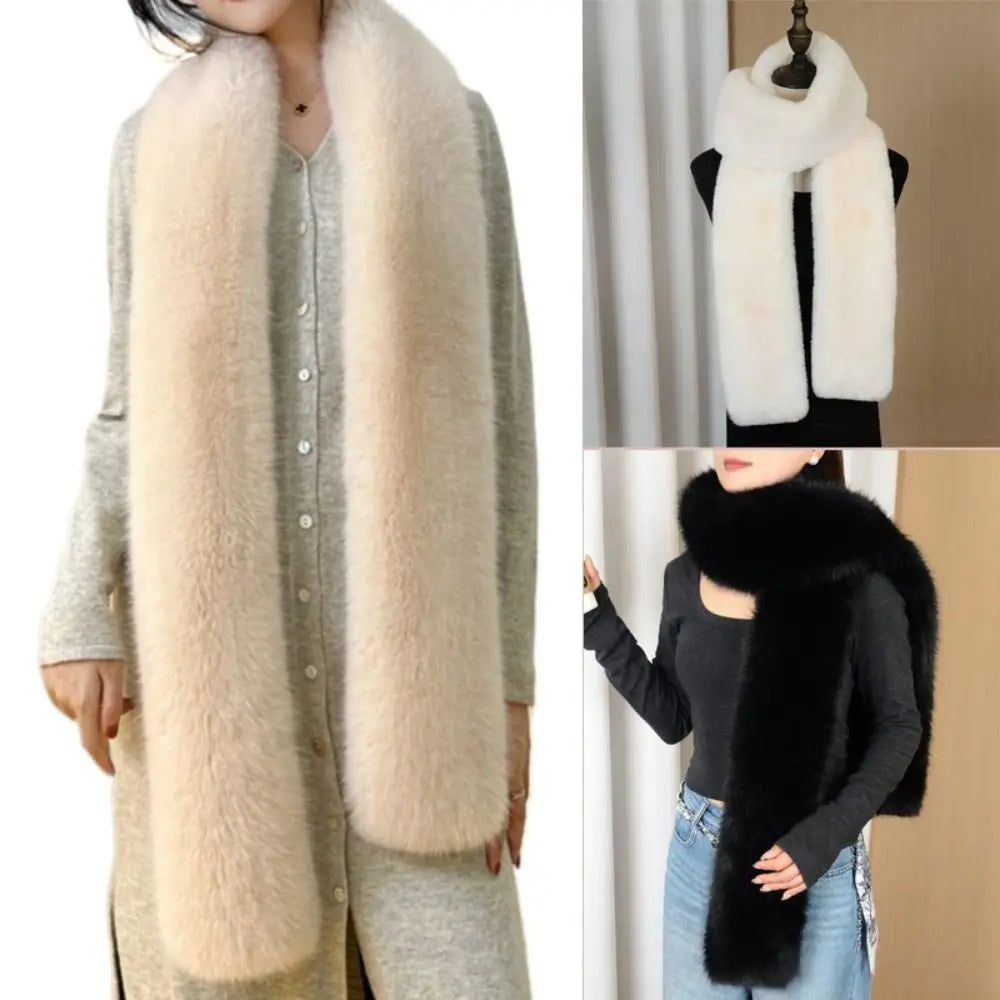 Vintage Faux Fur Long Scarf 180cm – Soft Luxury Wrap Shawl