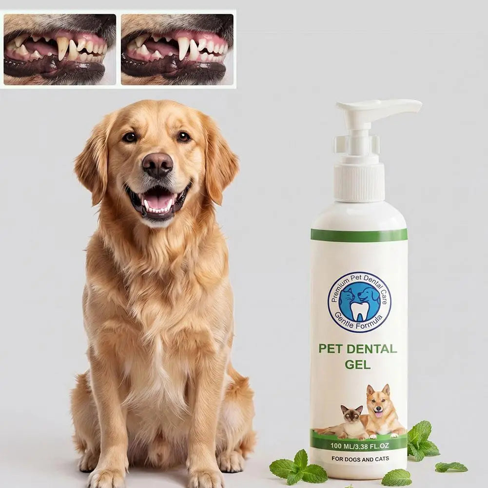 Plant-Based Pet Dental Gel Dogs & Cats – 100ml No-Rinse