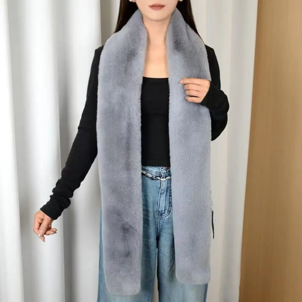 Vintage Faux Fur Long Scarf 180cm – Soft Luxury Wrap Shawl