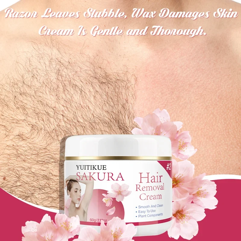 YUITIKUE Sakura Hair Removal Cream | Gentle Plant Formula 60g