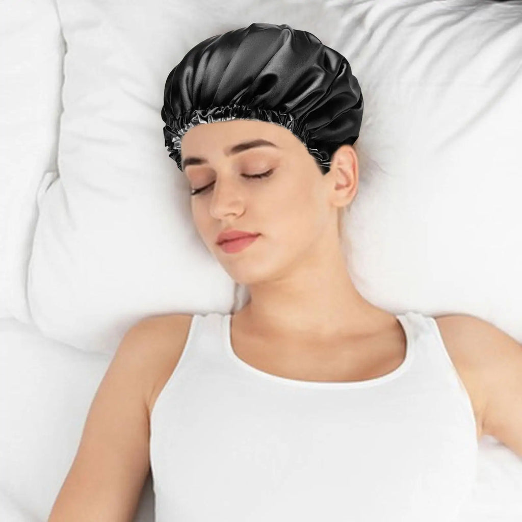 Extra Large Double Layer Waterproof Shower Cap for Thick Hair