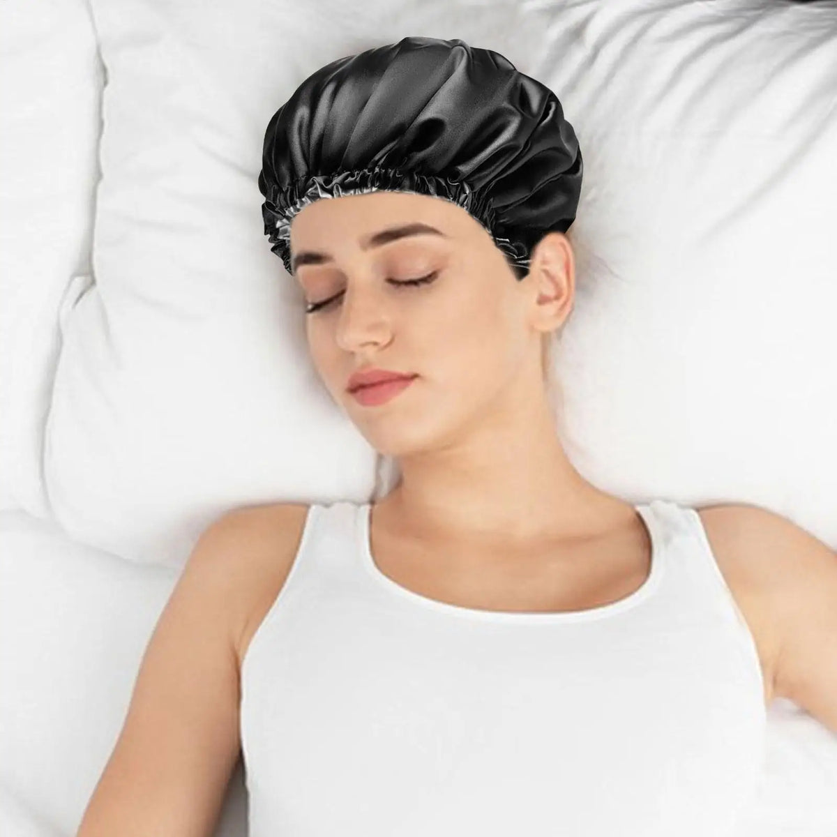 Extra Large Double Layer Waterproof Shower Cap for Thick Hair