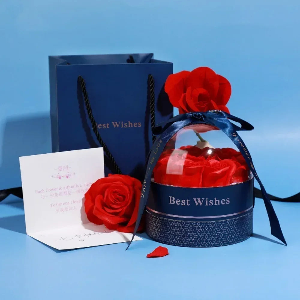 Cylinder Creative Rose Box Valentine Day Ring Pendant Earring