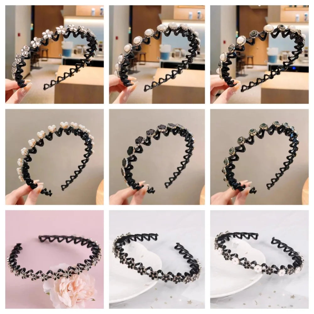 Rhinestone Pearl Hair Braider Headband – Floral Zircon