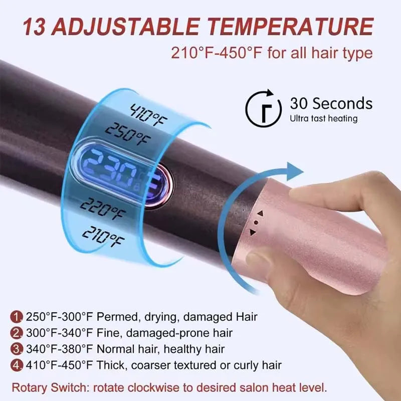 Triple Barrel Ceramic Ionic Hair Waver LCD Curling Iron