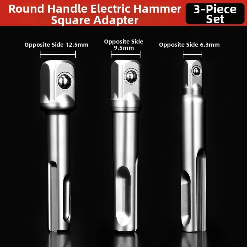 3-Pc SDS Socket Adapter Set – 1/4" 3/8" 1/2" Hex Shank