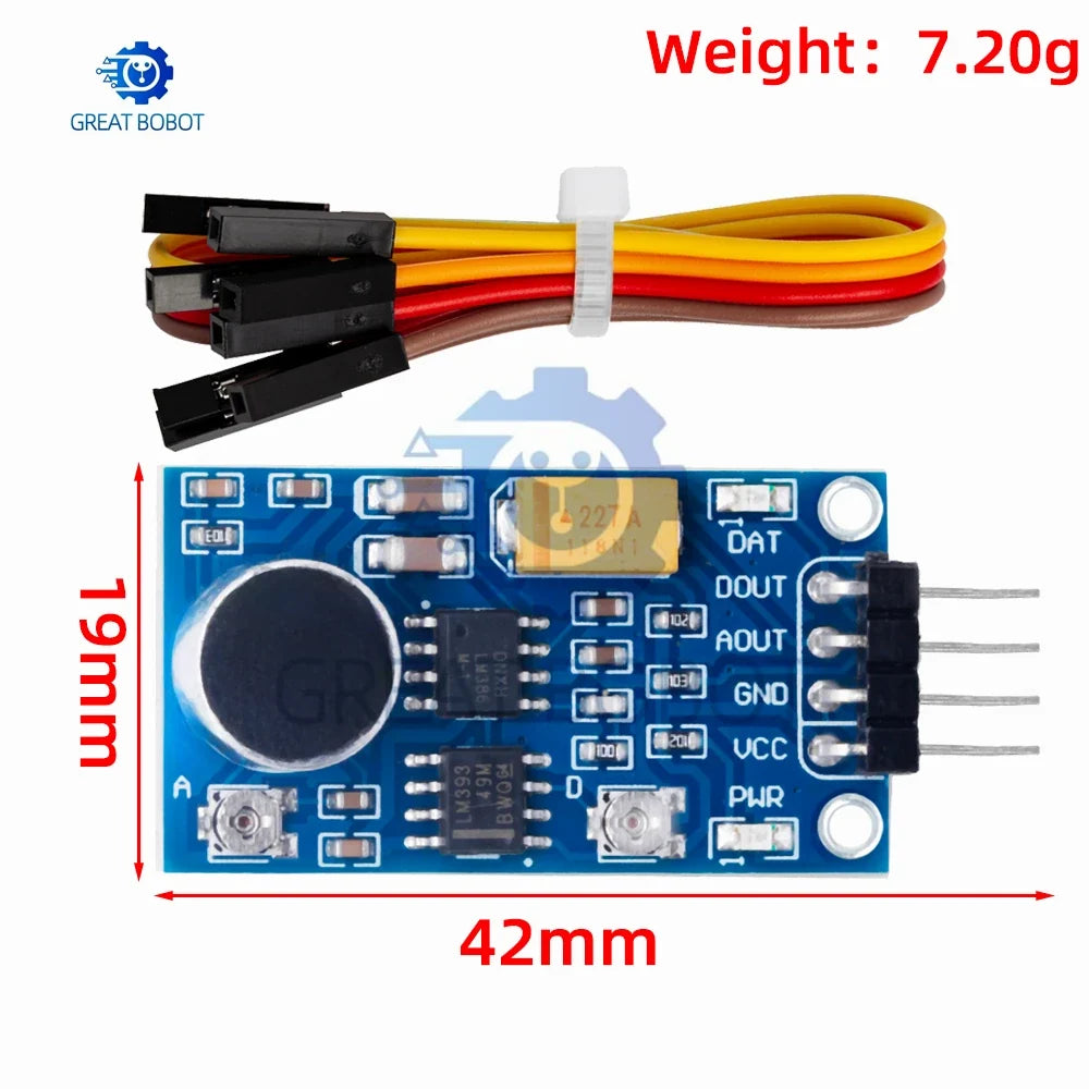 LM386 Audio Amplifier & Sound Detection Sensor Module 3.3V–5V