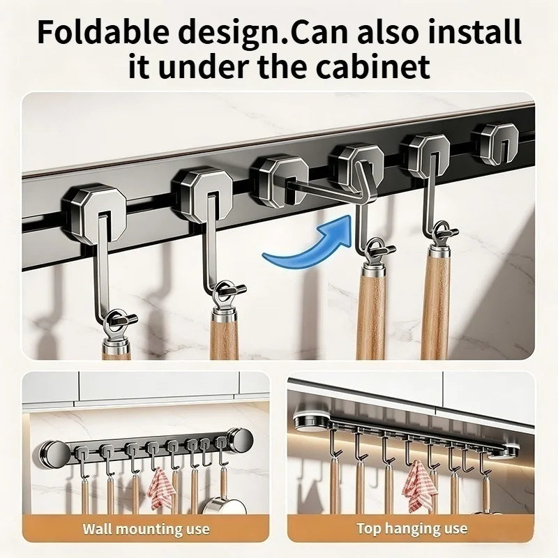 No-Drill Suction Cup Hooks | 6-Hook Kitchen & Wardrobe Rack
