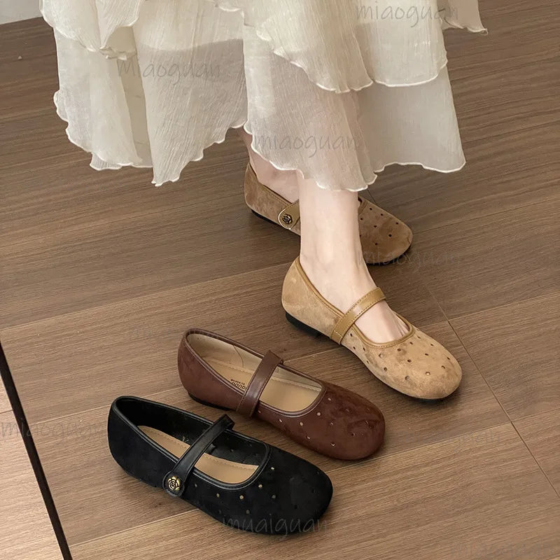 Women's Vintage Mary Jane Flats – Buckle Strap Ballet Loafers